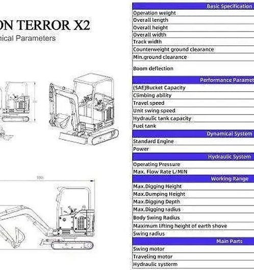 TYPHON TERROR X2 STORM Mini Excavator — Kubota V1505 - Image 10