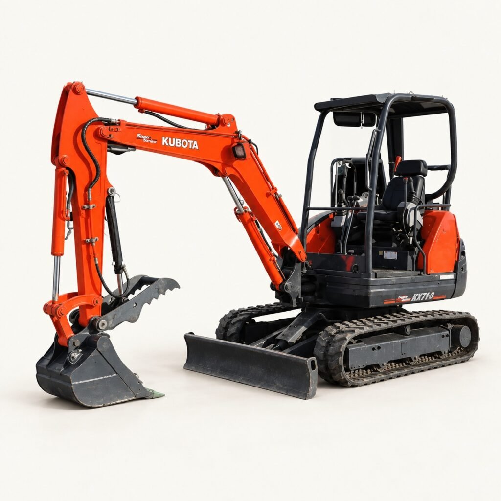 Kubota KX71-3 Excavator on a warm studio background