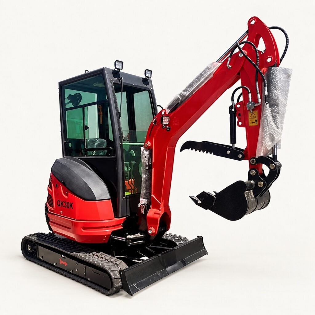 QK30K Diesel Mini Excavator on a warm studio background