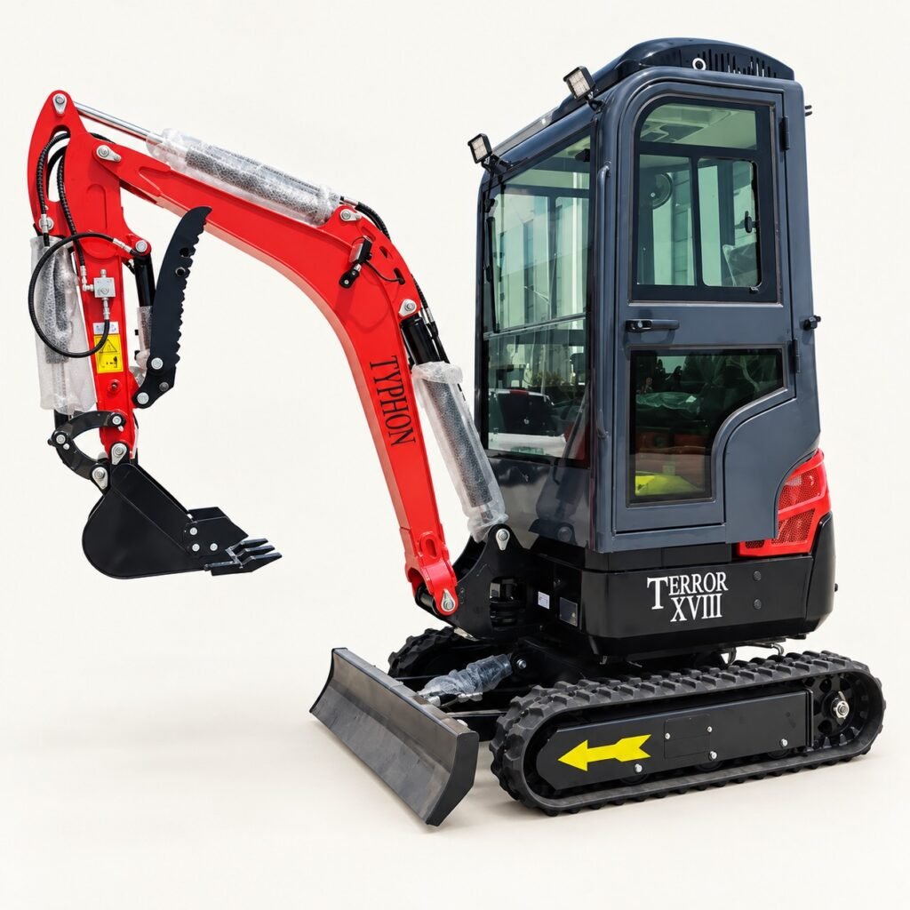TERROR XVIII Cab Excavator on a warm studio background